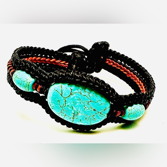 Turquoise and Hemp Bracelet - Picture 5 of 6